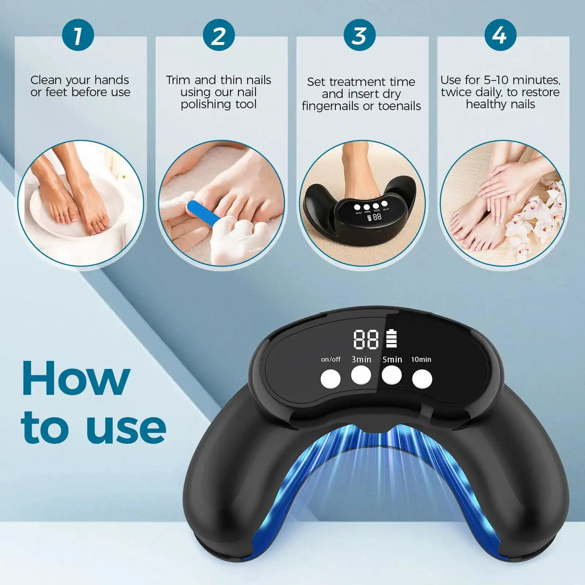 Nail Fungus Treatment LED Light Device Infrared Phototherapy — product view 2