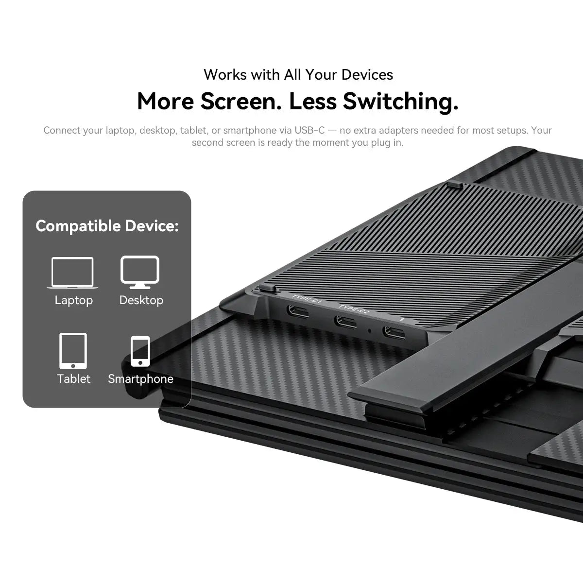 Blackview DCM5 Laptop Screen Extender, 14" 1080P FHD IPS Triple Portable Monitor, Ultra-Slim Travel Dual Monitor Fit for 13"-17.3" Laptops, USB-C Plug&Play Extended Screen for Windows/Mac/Android/Switch