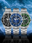 San Martin 40mm Luxury Men Diver Watch Enamel Wave Dial ST2130 Classic Automatic Mechanical Watches Lume Waterproof 300m SN0154