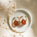 14K Gold Filled Garnet Hoop Earrings Handmade Gemstone Jewelry Boho