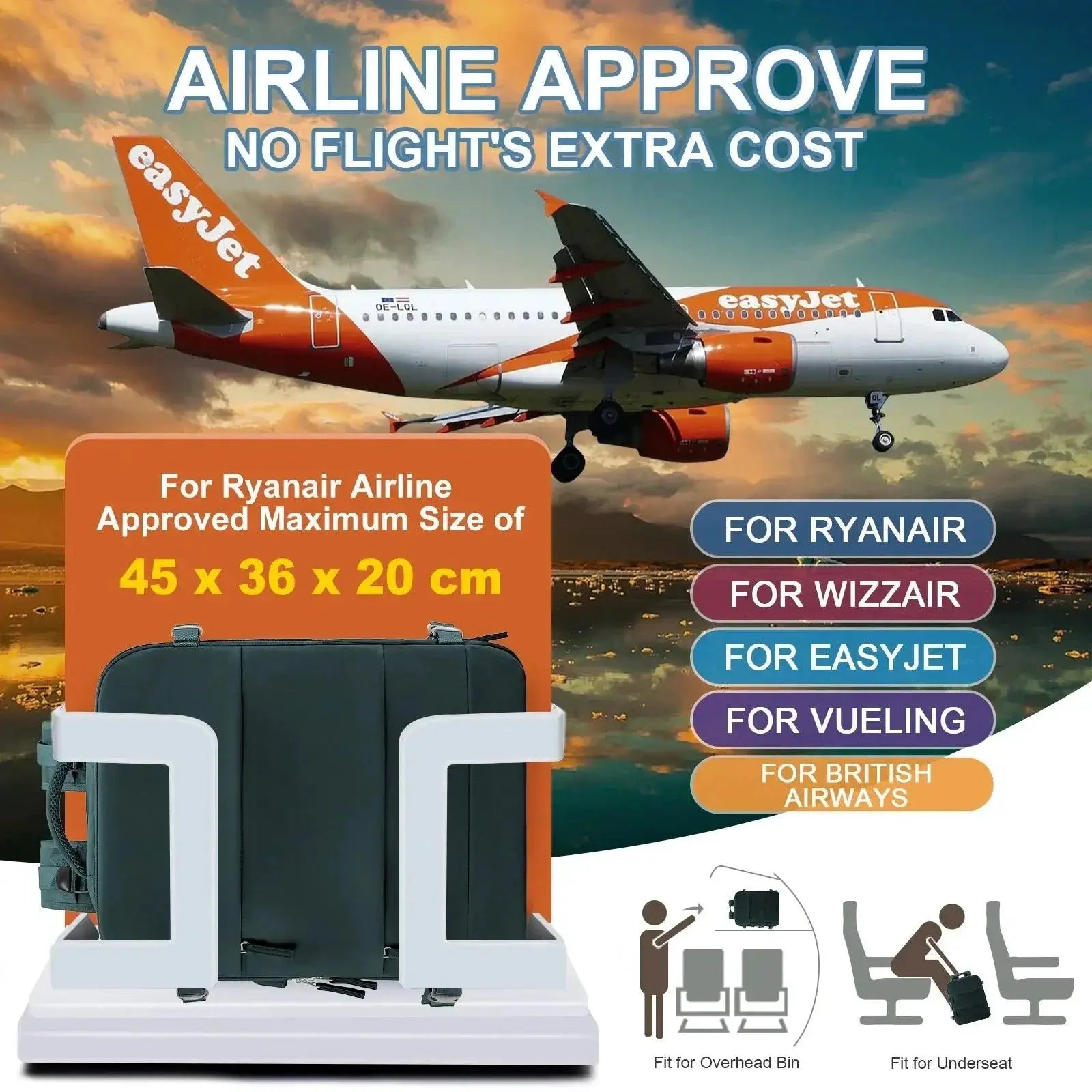 Easyjet Aeroplane Laptop Backpack for Travel Gear Light