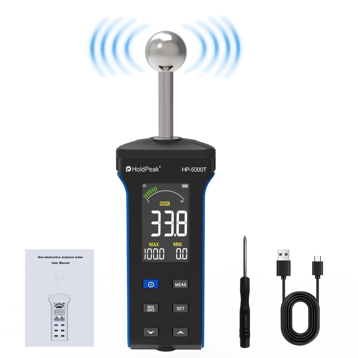 Non-Contact Wood Moisture Meter, Pinless Depth, HD Digital — product view 7