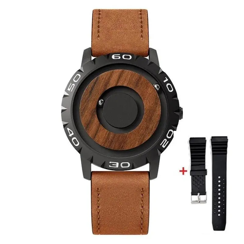 Magnetic Wooden Quartz Watch Stylish Interactive Timepiece