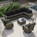 Beige Wicker Patio Sectional Sofa