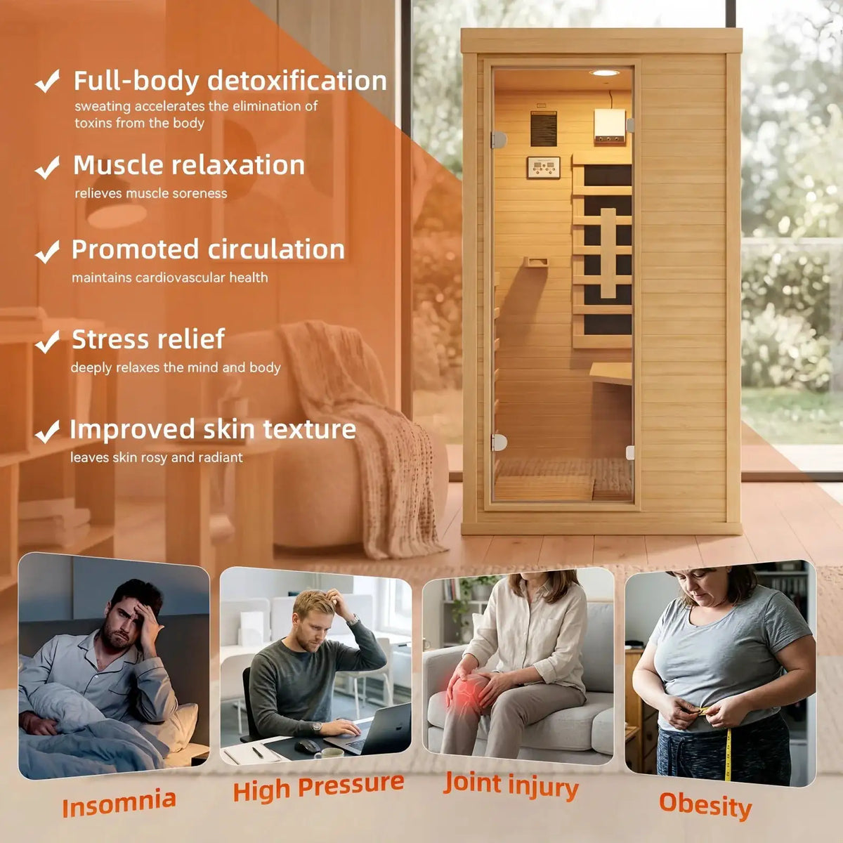 Small 1 Person Wood Infrared Sauna