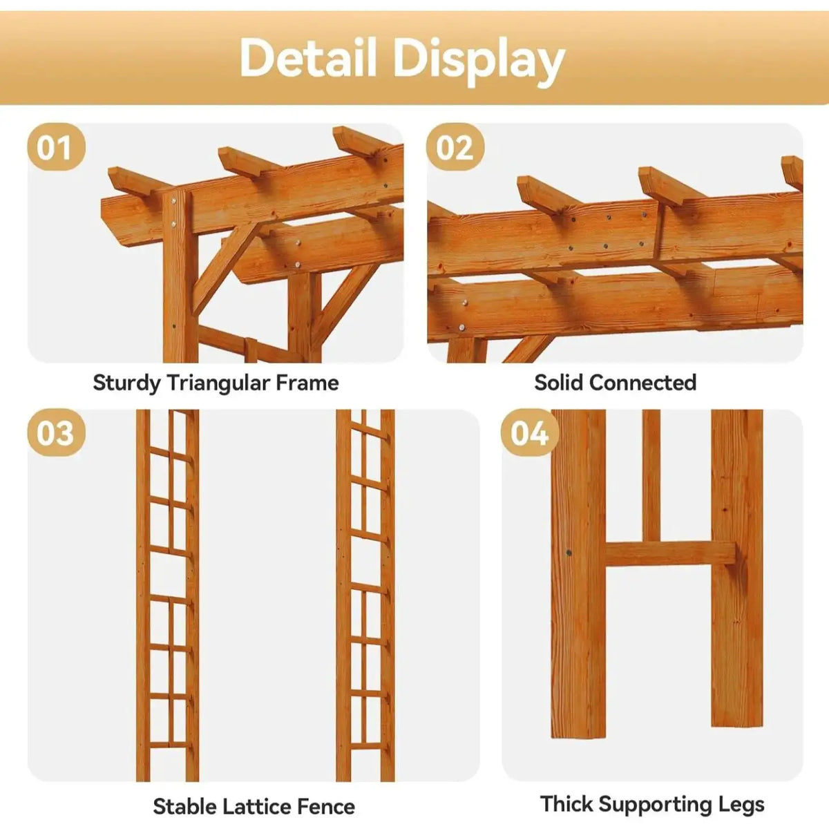 Aoxun 85" Wooden Garden Arbor Trellis Wedding Archway for Ceremony Outdoor Pergola Arch for Climbing Plants Backyard Lawn Decor (Brown)