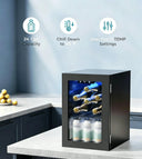 EKOJUCE Mini Fridge with Glass Door | Countertop Beverage Cooler