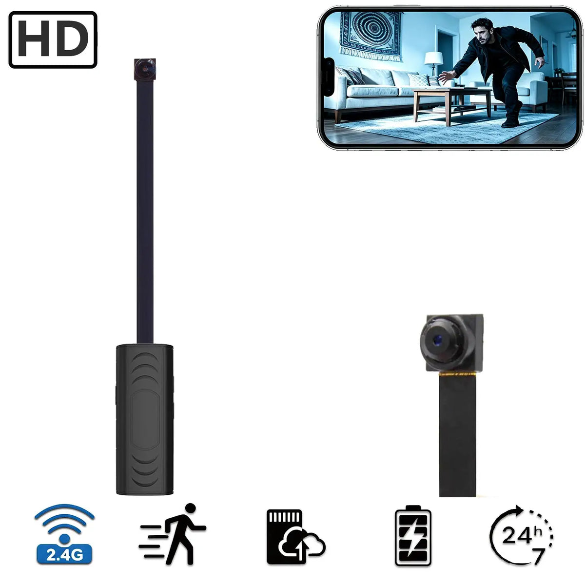 Mini HD Wireless WiFi Camera DIY Portable Small Security Cam with Motion Detection Flexible Home Surveillance Nanny Cam
