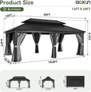 Aoxun 12x20ft Aluminum Garden Pavilion