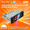 Navifly Android Car Stereo 6.86 Inch Universal 1 Din CarPlay GPS FM Upgrade
