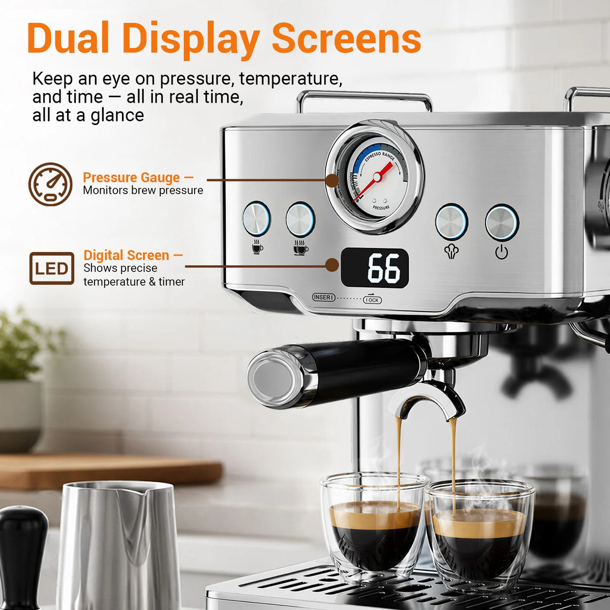Ultra Espresso Machine, Barista Espresso Maker with Steam Wand | — product view 4