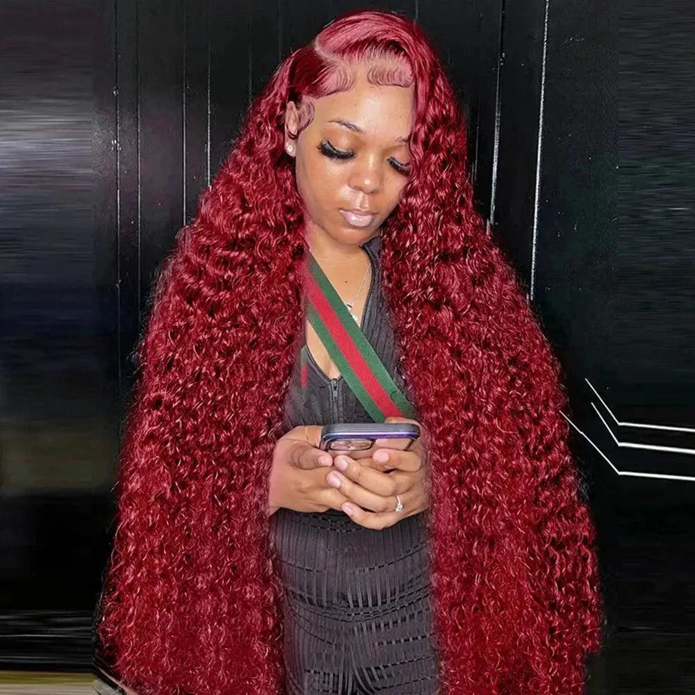Burgundy 13x6 HD Lace Frontal Wig 99J Deep Wave Hair