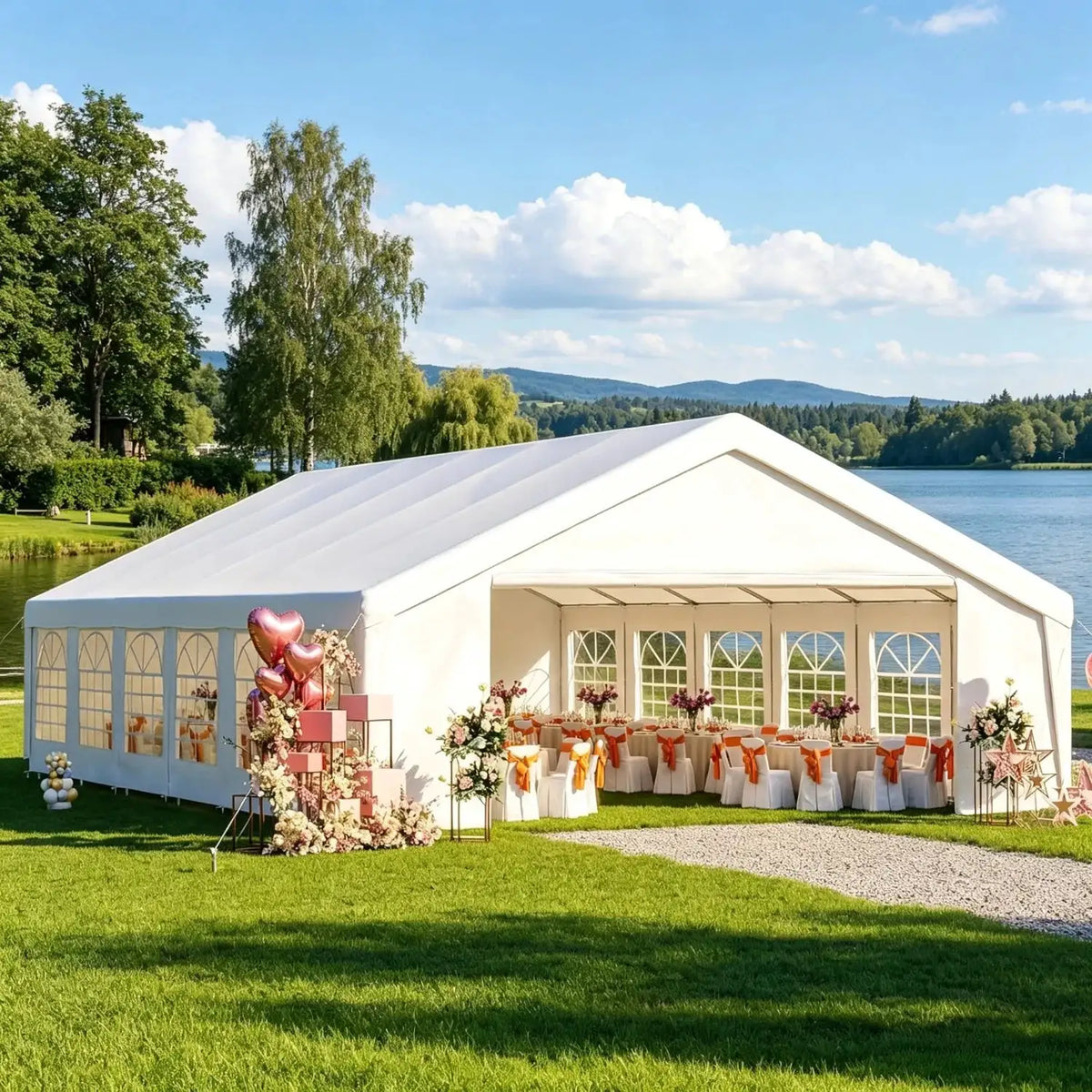 Nordivale 40x20ft Heavy Duty Party Tent with Removable Sidewalls, Waterproof Commercial Canopy for Wedding Outdoor BBQ Camping, White Event Tent