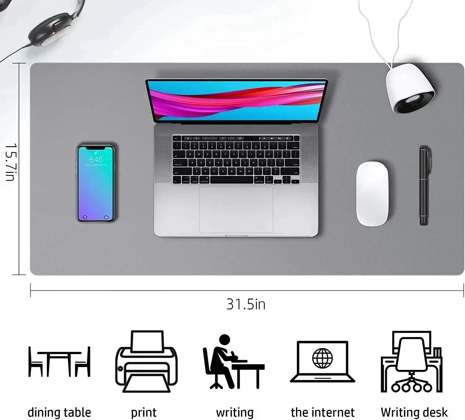 Pink Leather Desk Mat Anti Slip Protective Cover For Gaming