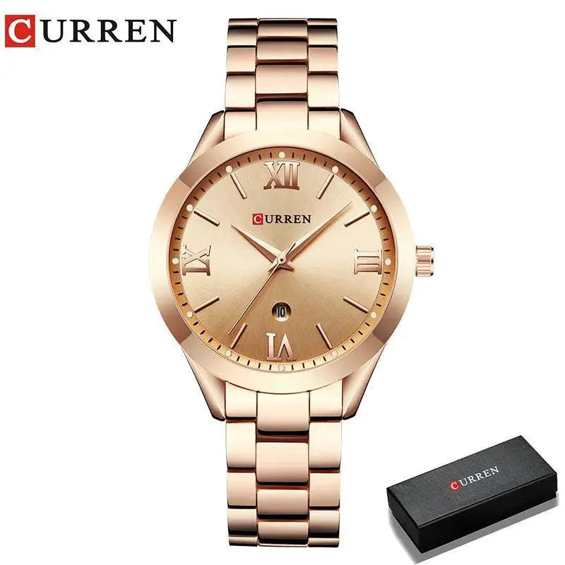 CURREN Gold Steel Bracelet Watch for Women Timepiece