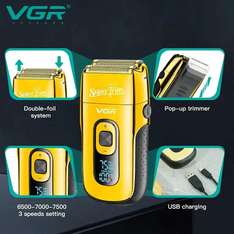 VGR Rechargeable 3 Speed Beard Hair Electric Shaver for Men