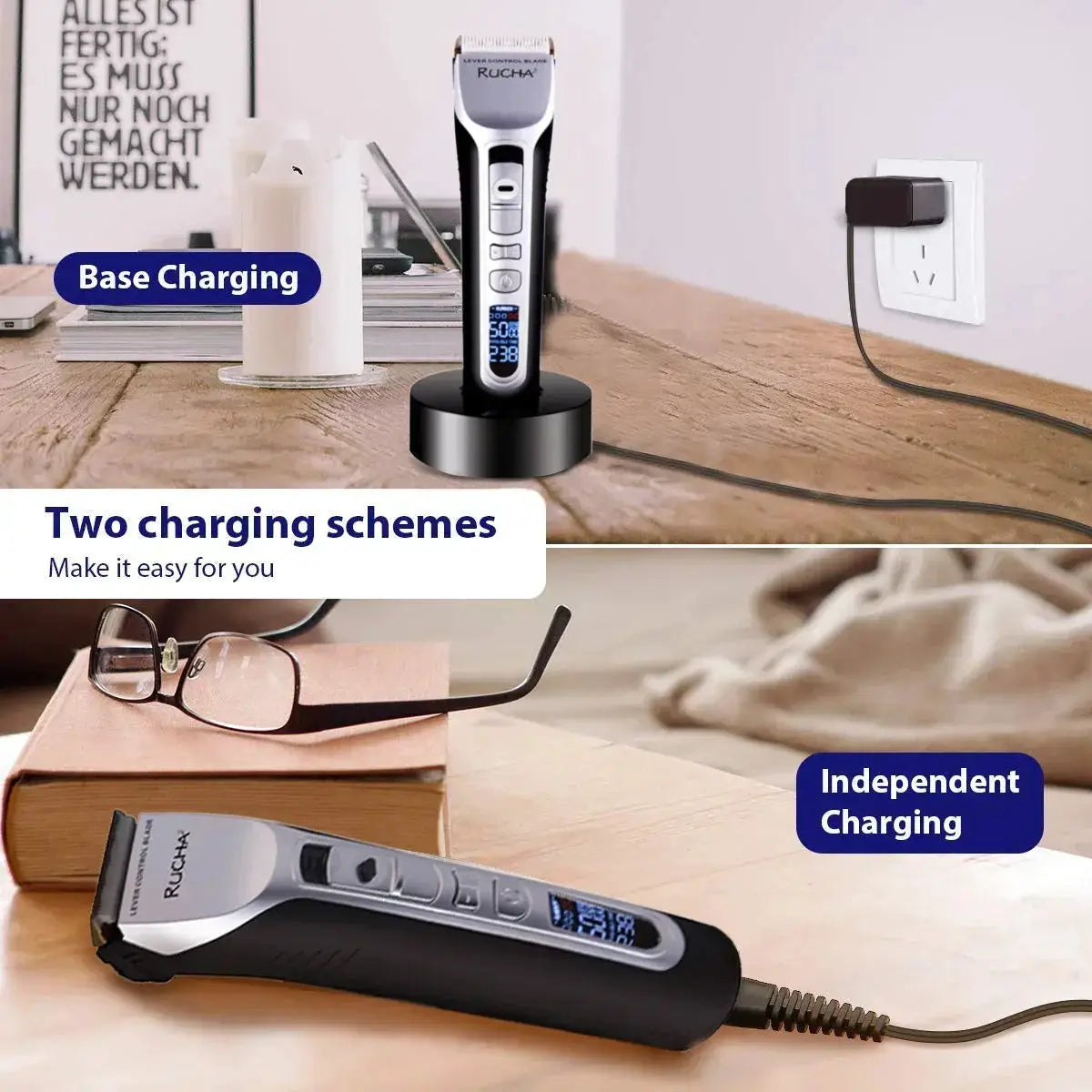 Professional Hair Clipper Titanium Ceramic Blade Trimmer