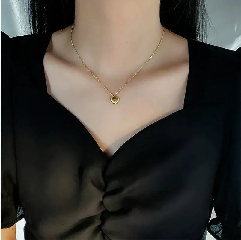 XIYANIKE 316L Stainless Steel Gold Color Love Heart Necklace