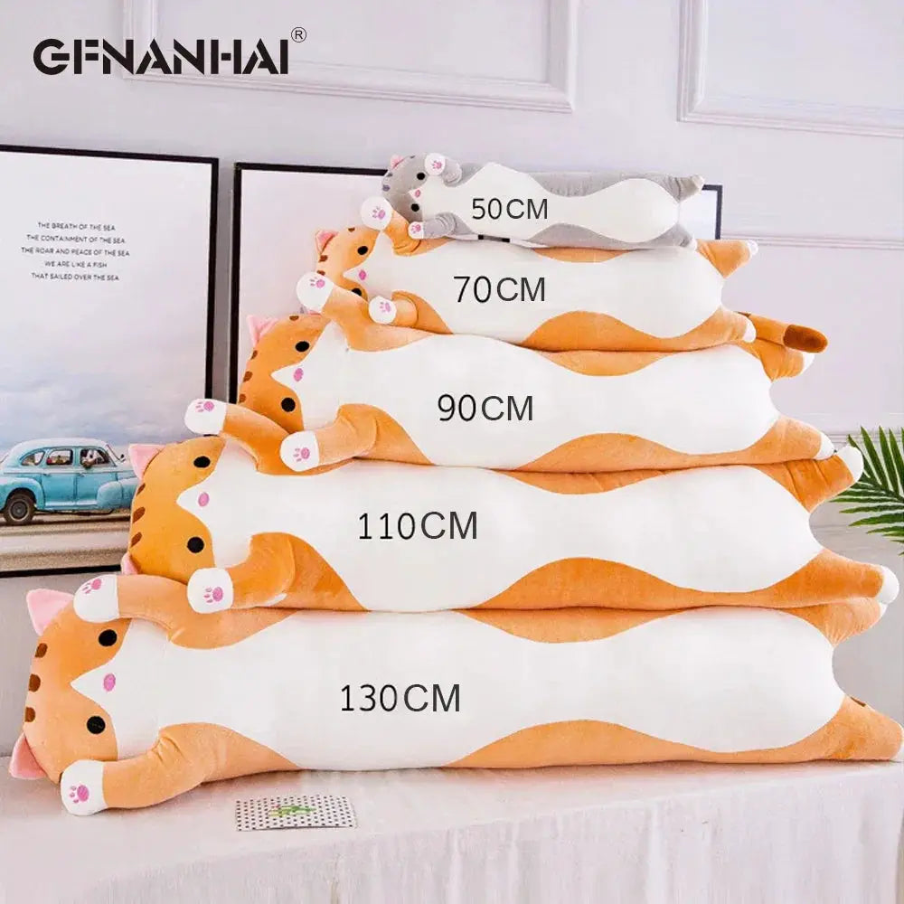 Long Cat Plush Toy Pillow 50 To 130CM Soft Cuddle Companion