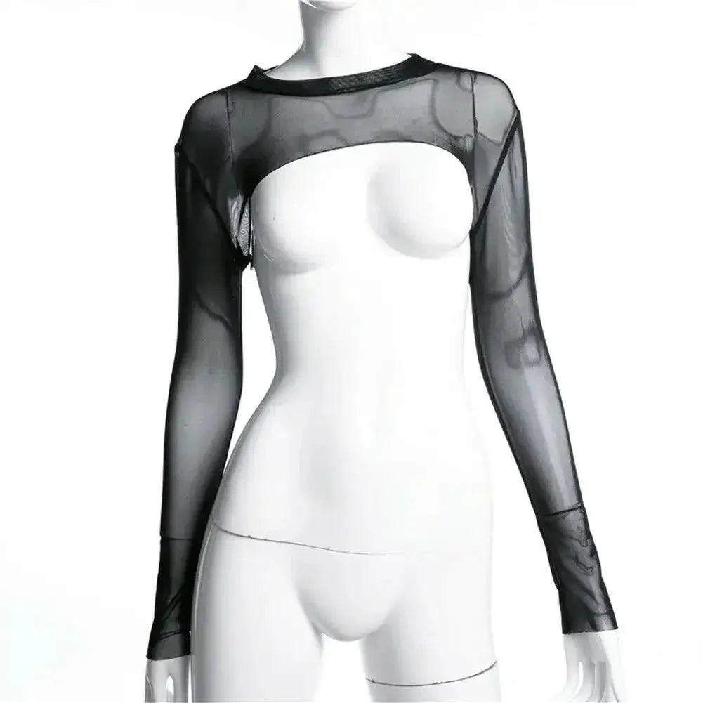 Sultry Lace Mesh Backless Club Top With Tassel Accent
