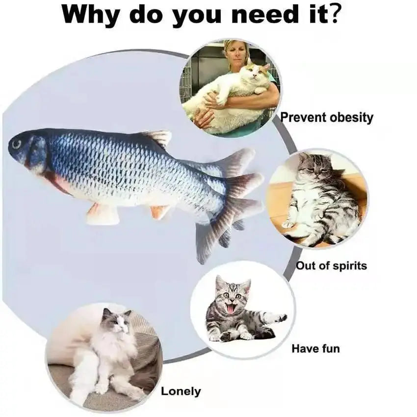 Electric Floppy Fish Cat Toy Interactive USB Charger Catnip