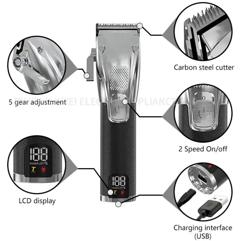 K33S Adjustable Barber Electric Hair Clipper Rechargeable