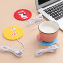 Cute USB Cartoon Wood Grain Cup Warmer Keeps Beverages Warm While You Sip