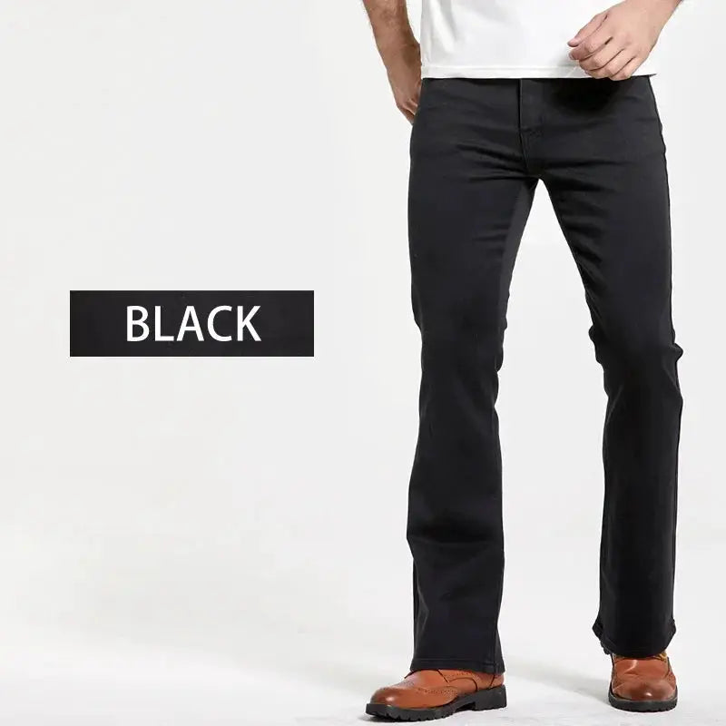 Mens Boot Cut Jeans Slim Fit Denim Pants Slightly Flared