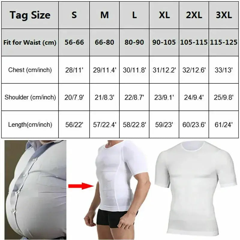 Mens Slimming Compression Undershirt for Tummy Control