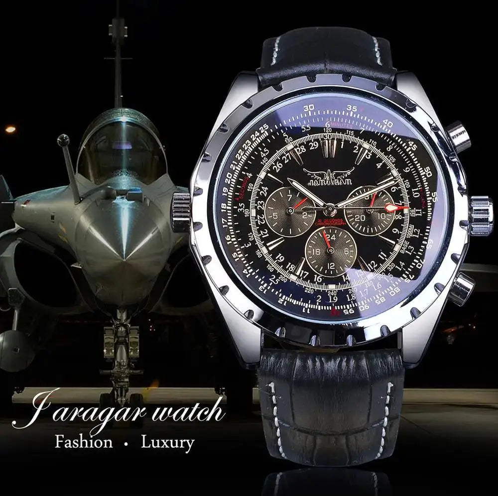 Jaragar Pilot Automatic Mechanical Watch Luxury for Men