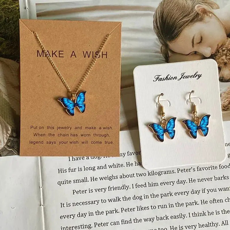 Butterfly Pendant Necklace Cute Colorful Jewelry For Women