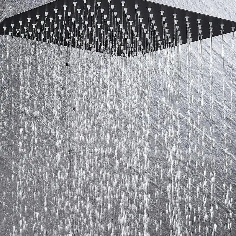 Black Square 16 Inch Rainfall Stainless Steel Shower Head