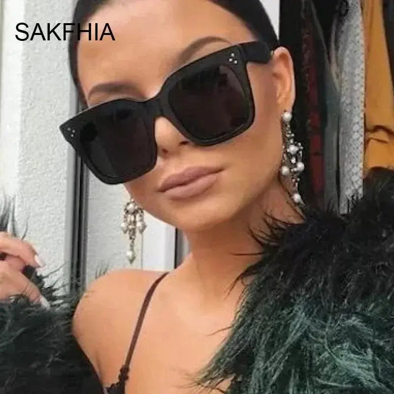 Stylish Square Oversized Sunglasses For Women Black Gradient