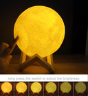 LED Night Light: Rechargeable 3D Printed Moon Lamp Colors
