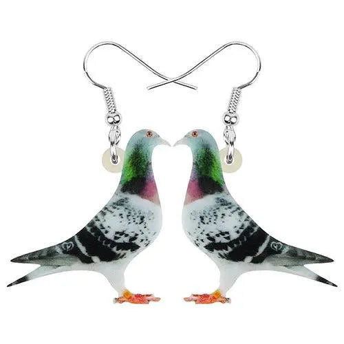 Delicate Whimsical Pigeon Bird Earrings by Hunter Wu