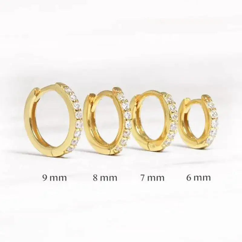 Sterling Silver Hoop Earrings Zircon Chic Circle Design