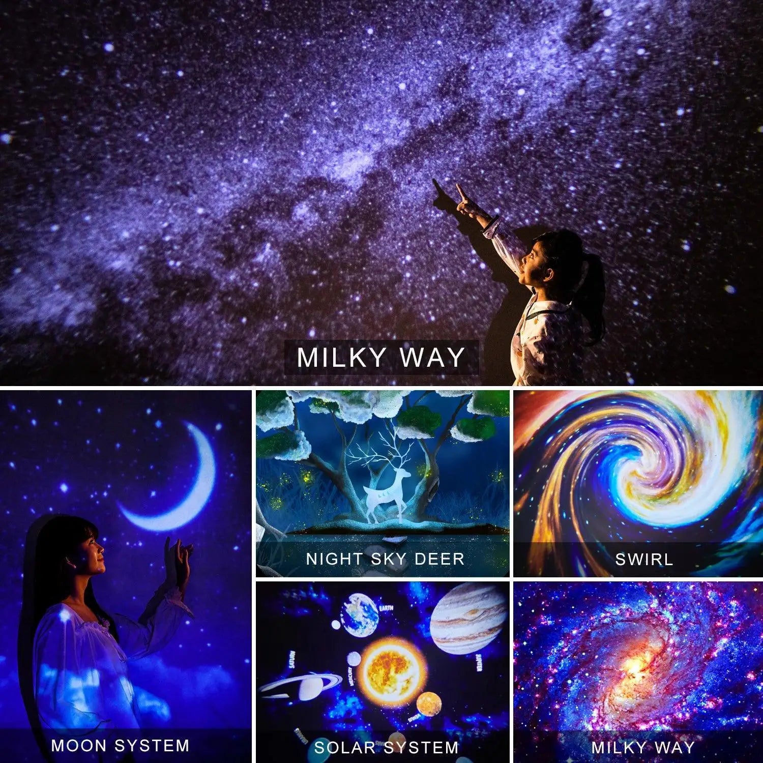 LED Star Projector Night Light 6 In 1 Galaxy Lamp Design