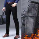 Winter Men Black Blue Straight Stretch Denim Pants Sale