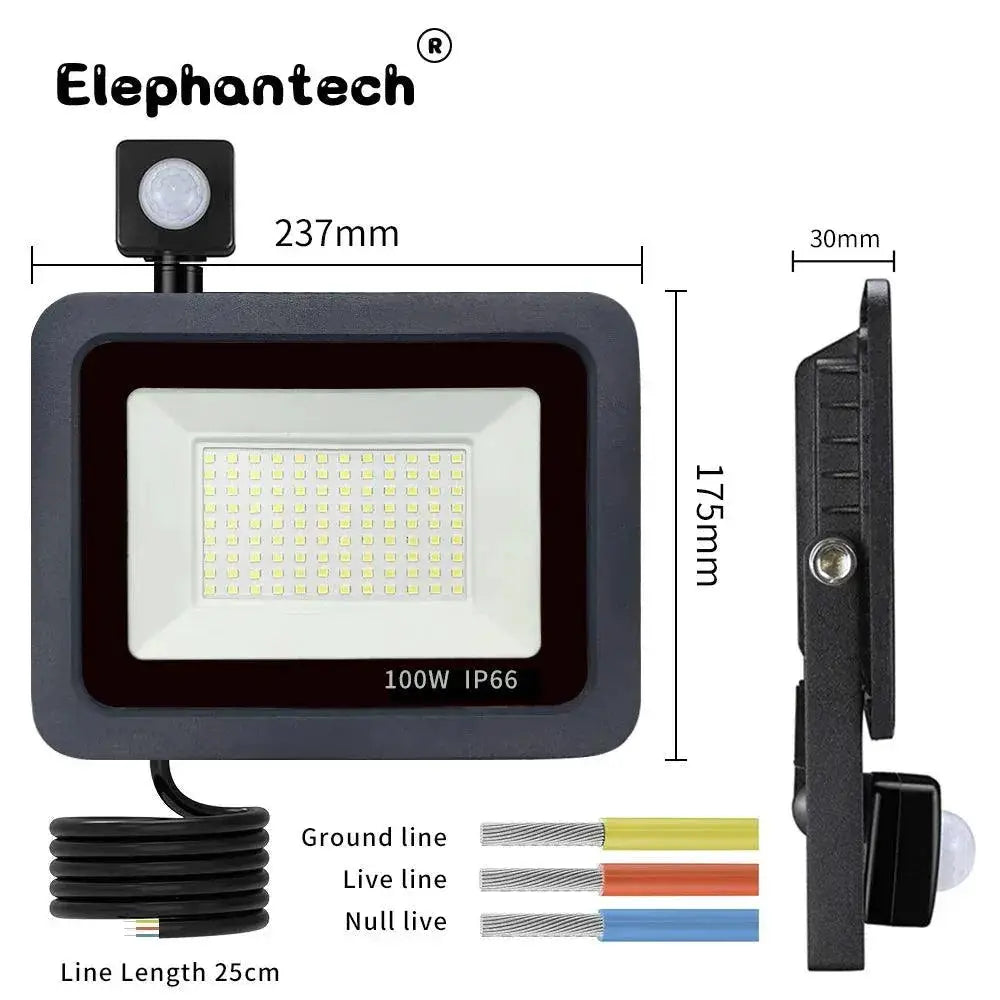 LED PIR Motion Sensor Floodlight Security Outdoor Spotlight