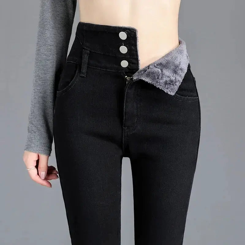 Thermal Winter Thick Fleece High Waist Warm Skinny Jeans