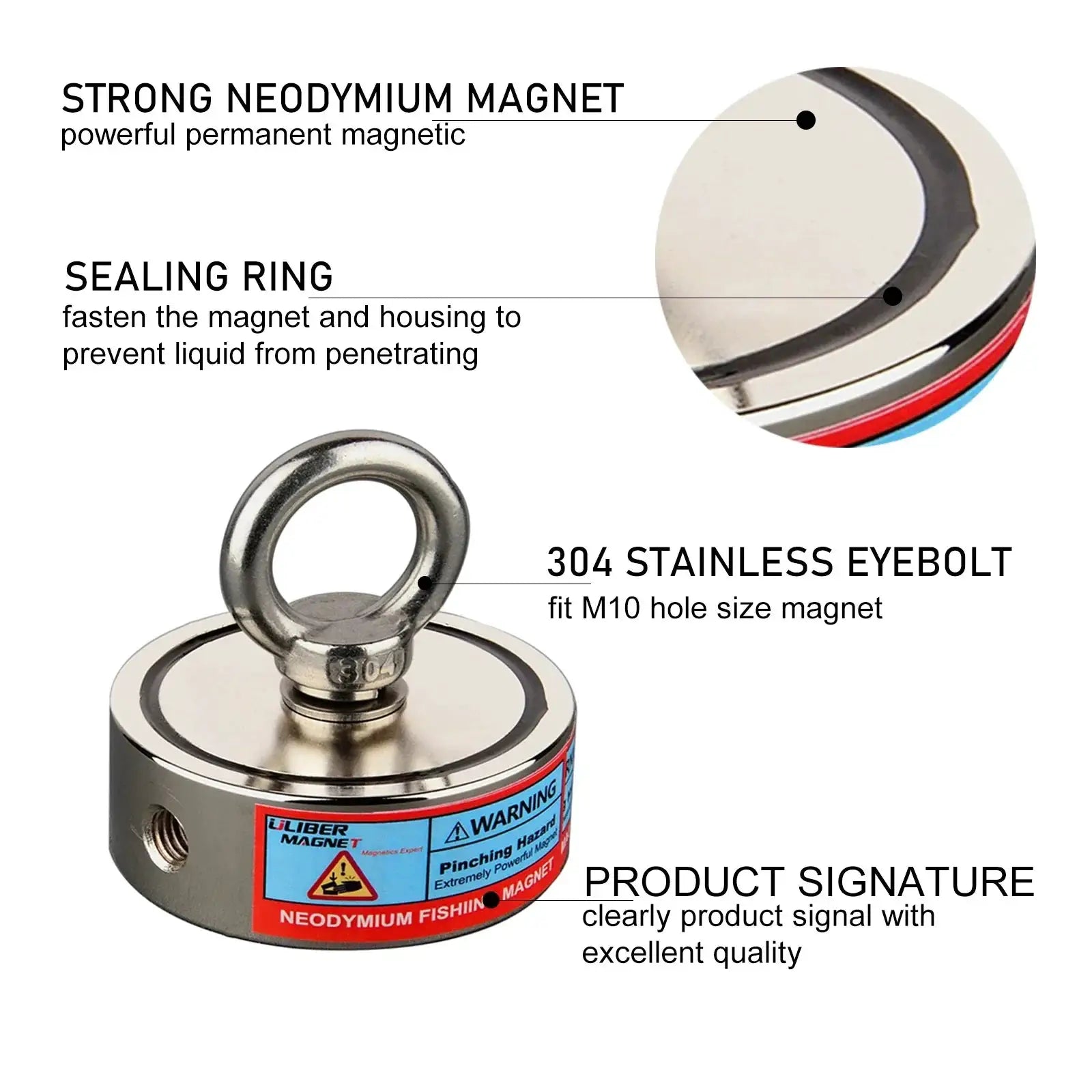 Double Sided Round Neodymium Magnet Hook 150kg To 500kg