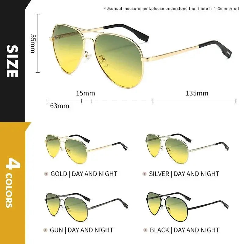Unisex Polarized Photochromic Pilot Sunglasses for Driving