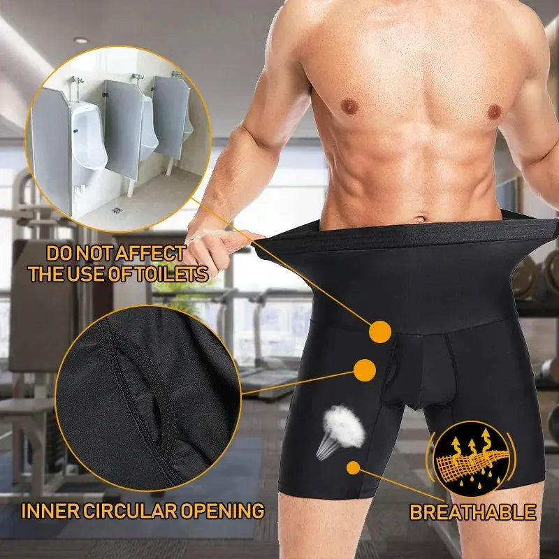 Men's High Waist Body Shaper Boxer Briefs For Tummy Control
