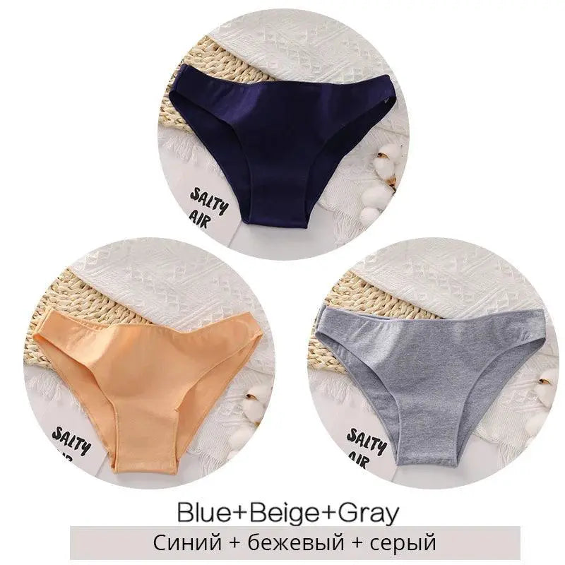 Ultra Soft Plus Size Cotton Panties Set Solid Colors