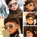 Trendy Kids Pilot Sunglasses Stylish Metal Frame Goggles