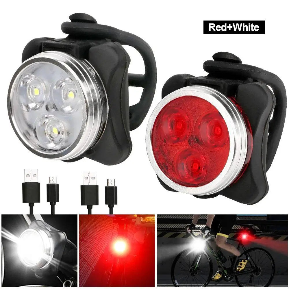 Waterproof Mini Bike Lamp Front Light White Taillight Red