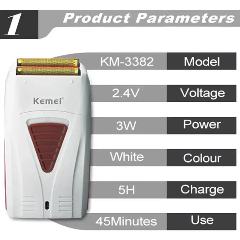 3382 Rechargeable Electric Shaver For Men Bald Head Grooming