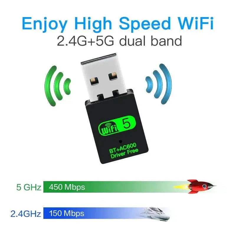 USB WiFi Bluetooth Dongle Dual Band Windows Adapter 600Mbps - OurLum.com