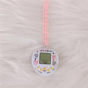 Y2K Electronic Pet Game Pendant Necklace with Rainbow Charms