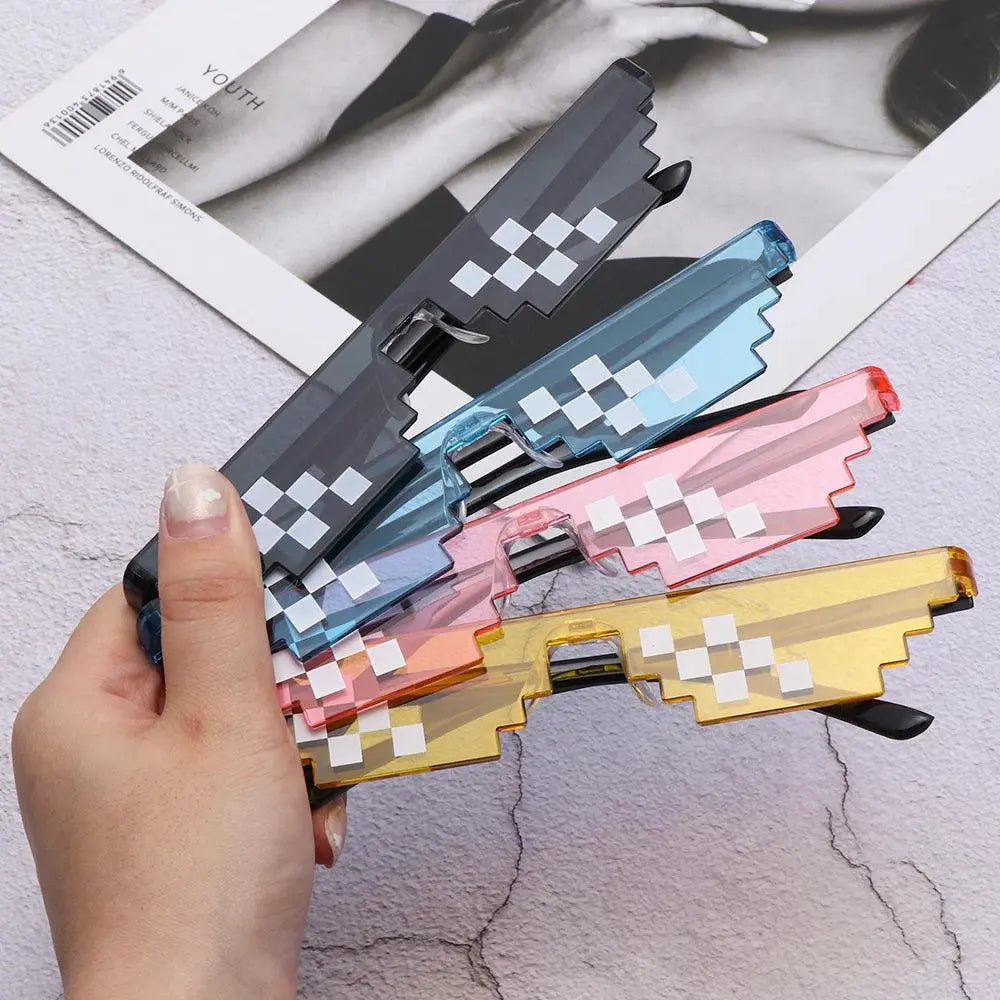 Funny Pixelated Mosaic Sunglasses for Gamers Shades